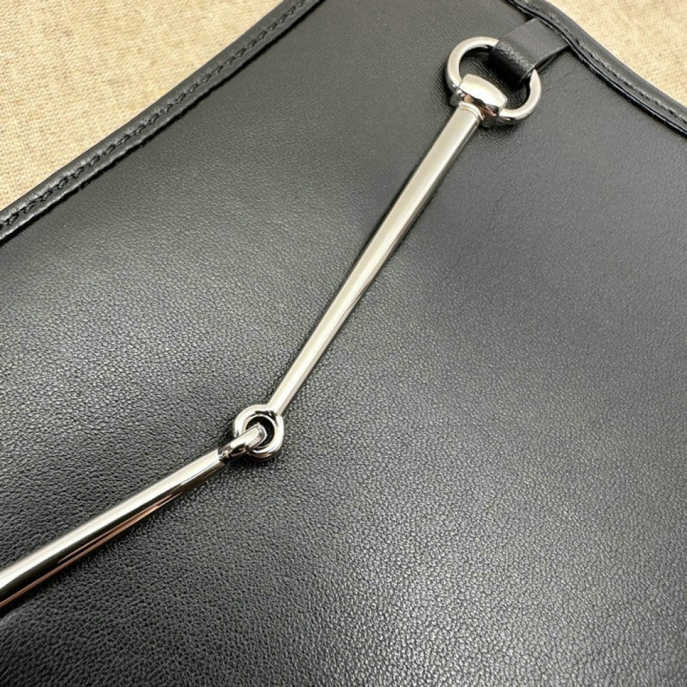 Gucci Horsebit Slim small shoulder bag in black leather 23x18.5x3cm Bags