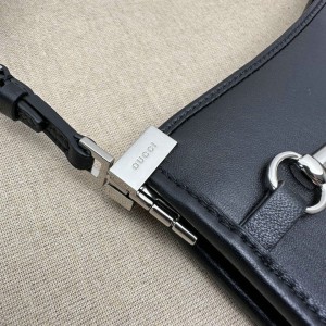 Gucci Horsebit Slim small shoulder bag in black leather 23x18.5x3cm Bags