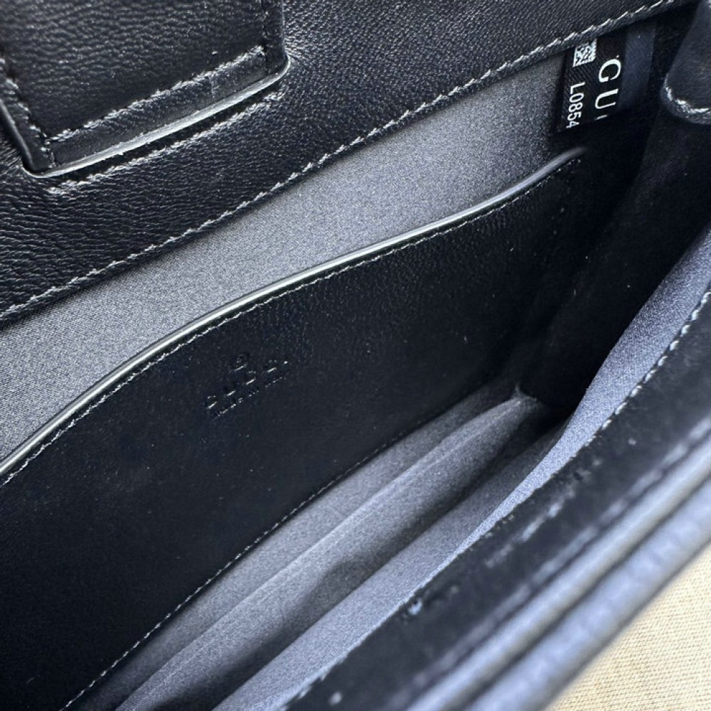 Gucci Horsebit Slim small shoulder bag in black leather 23x18.5x3cm Bags