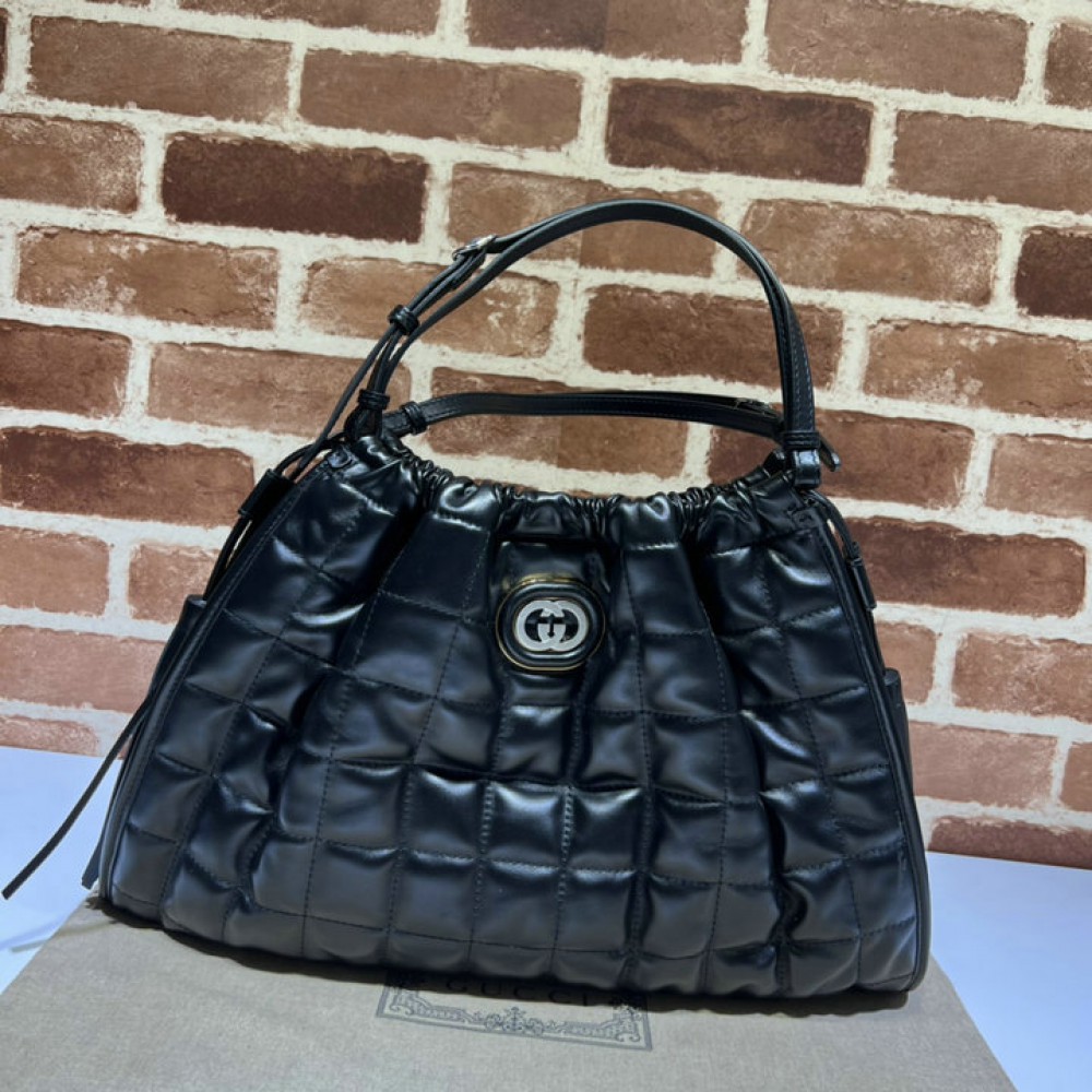 Gucci Deco medium tote bag in black leather 43*28*8cm Bags