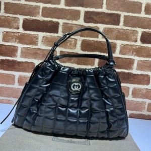Gucci Deco medium tote bag in black leather 43*28*8cm Bags