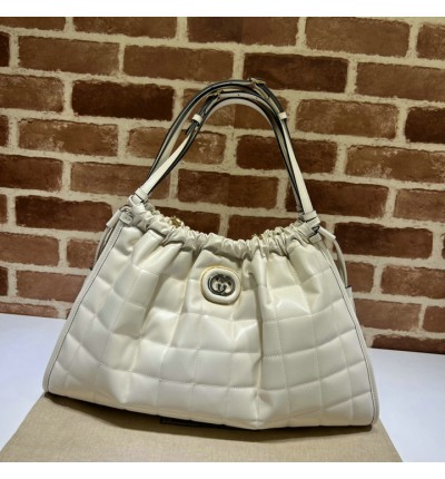 Gucci Deco medium tote bag in white leather 43*28*8cm
