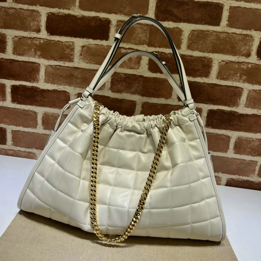 Gucci Deco medium tote bag in white leather 43*28*8cm Bags