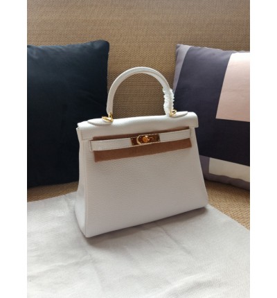Hermes kelly bag 28cm - 32cm white togo leather