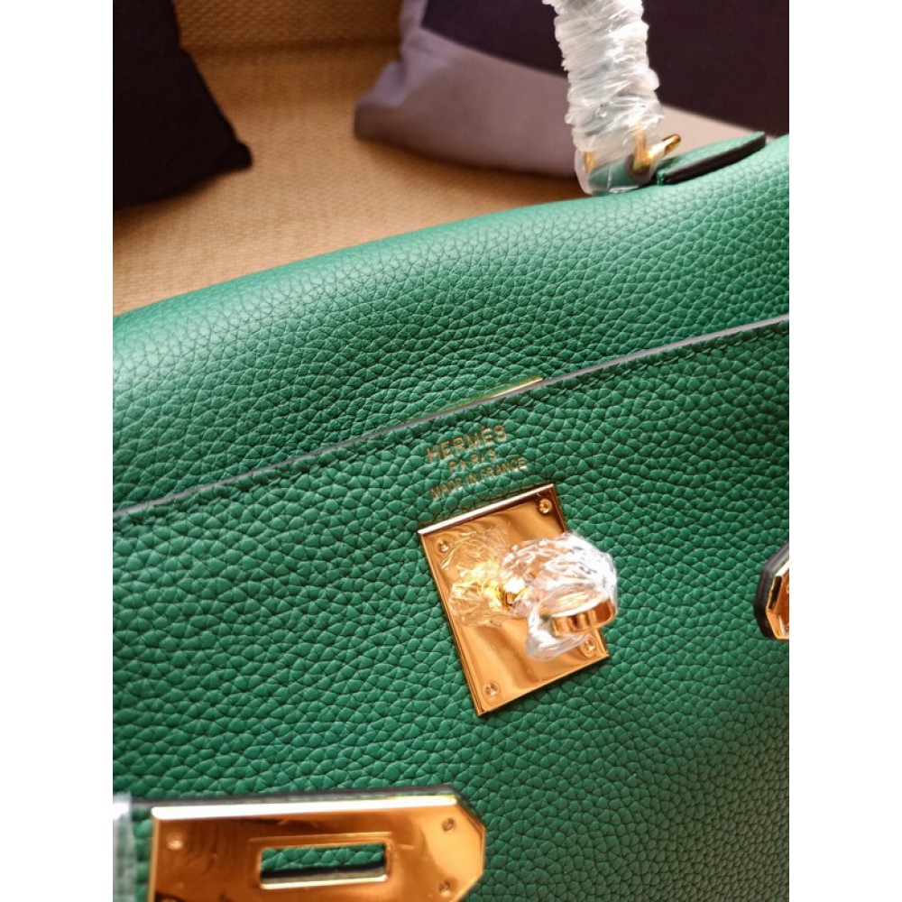 Hermes kelly bag 28cm - 32cm green togo leather Bags