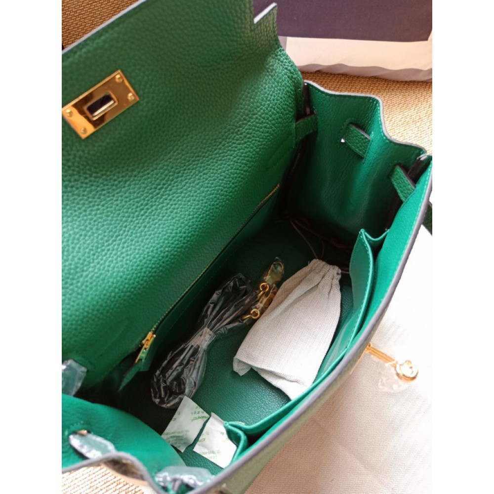 Hermes kelly bag 28cm - 32cm green togo leather Bags