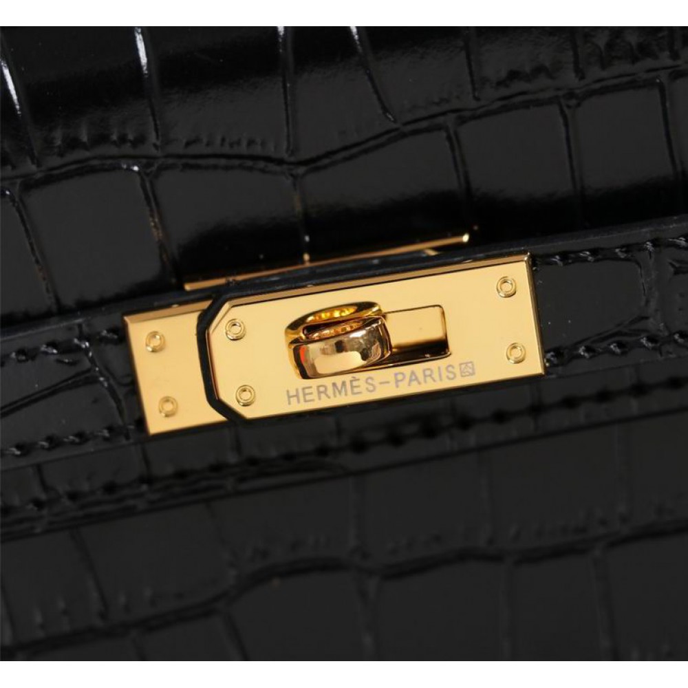 Hermes kelly bag 22cm croc effect leather Bags