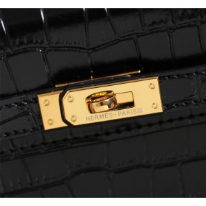 Hermes kelly bag 22cm croc effect leather Bags