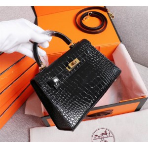 Hermes kelly bag 22cm croc effect leather Bags