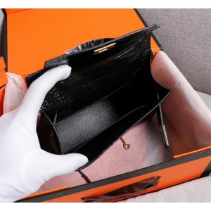 Hermes kelly bag 22cm croc effect leather Bags