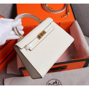 Hermes kelly bag 22cm croc effect leather Bags