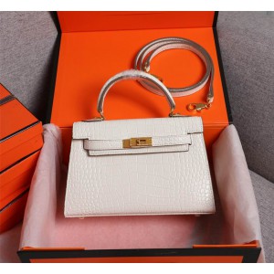 Hermes kelly bag 22cm croc effect leather Bags