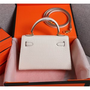 Hermes kelly bag 22cm croc effect leather Bags
