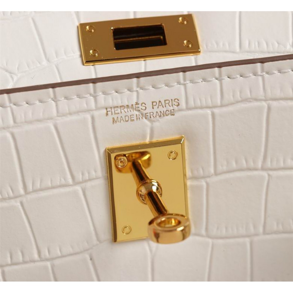 Hermes kelly bag 22cm croc effect leather Bags