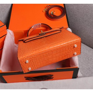 Hermes kelly bag 22cm croc effect leather Bags