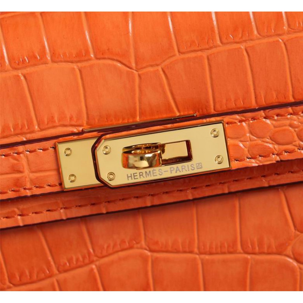 Hermes kelly bag 22cm croc effect leather Bags