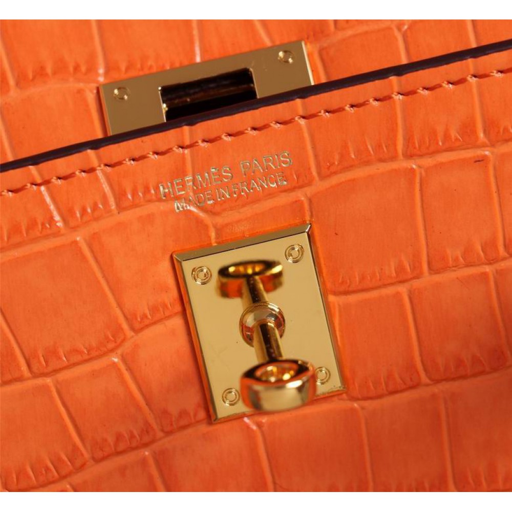 Hermes kelly bag 22cm croc effect leather Bags