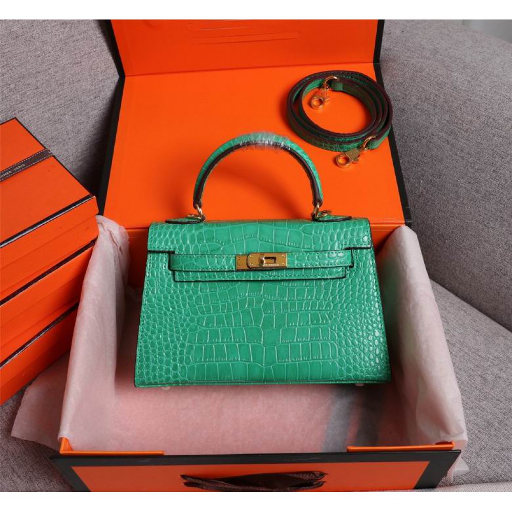 Hermes kelly bag 22cm croc effect leather Bags