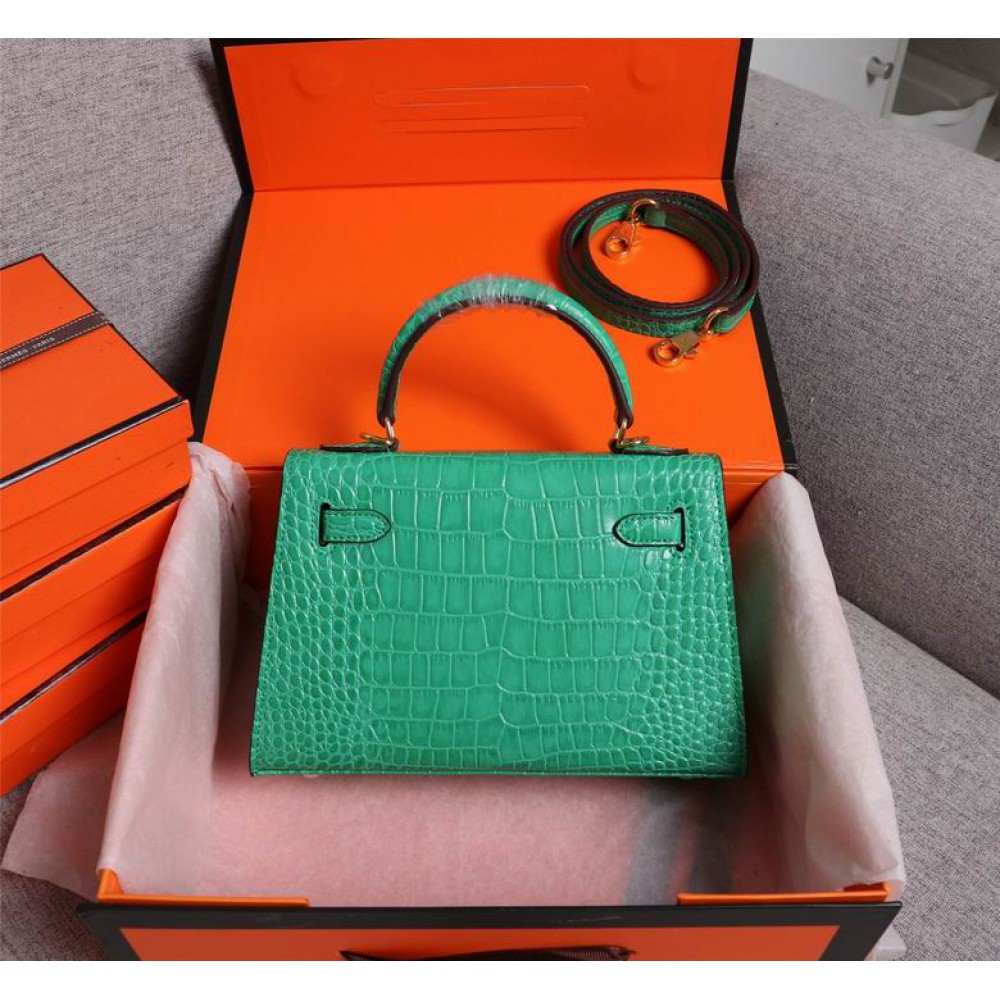 Hermes kelly bag 22cm croc effect leather Bags