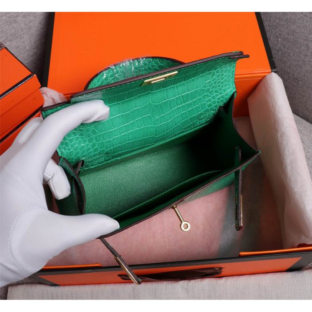 Hermes kelly bag 22cm croc effect leather Bags