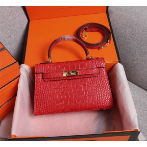 Hermes kelly bag 22cm croc effect leather Bags