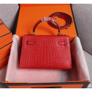 Hermes kelly bag 22cm croc effect leather Bags