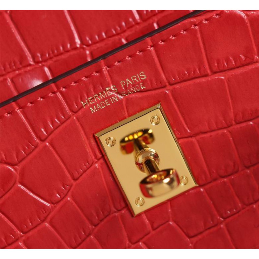 Hermes kelly bag 22cm croc effect leather Bags