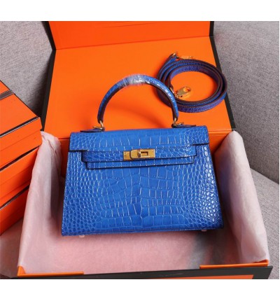 Hermes kelly bag 22cm croc effect leather