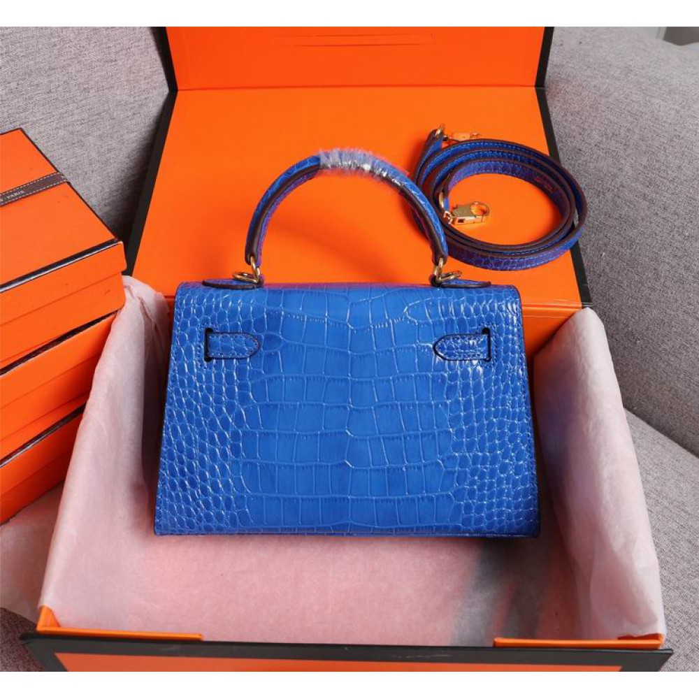 Hermes kelly bag 22cm croc effect leather Bags