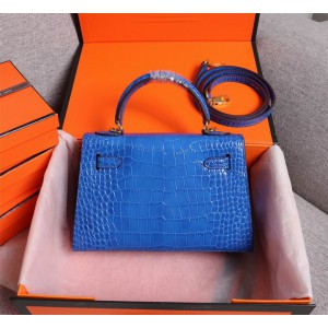Hermes kelly bag 22cm croc effect leather Bags