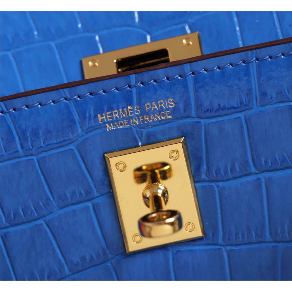 Hermes kelly bag 22cm croc effect leather Bags