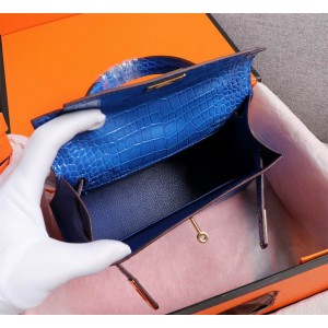 Hermes kelly bag 22cm croc effect leather Bags