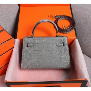 Hermes kelly bag 22cm croc effect leather Bags