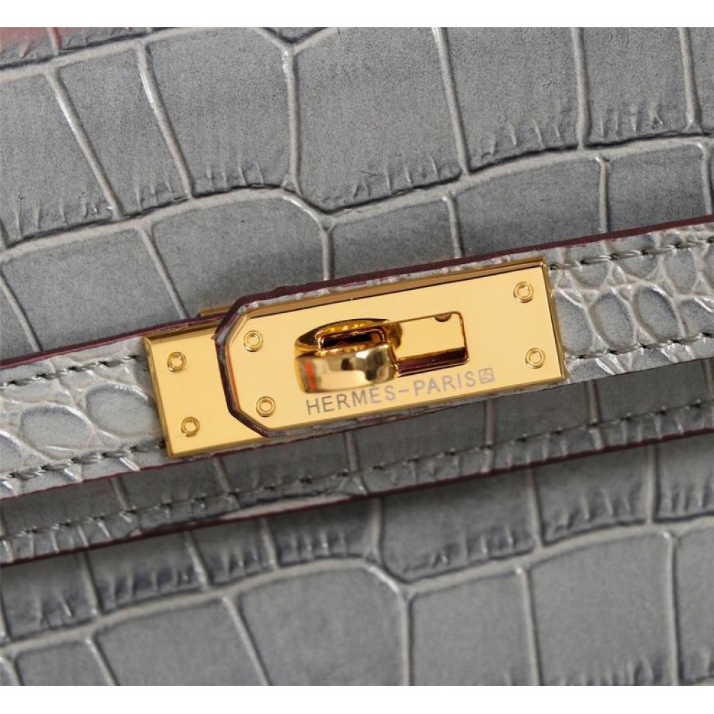 Hermes kelly bag 22cm croc effect leather Bags