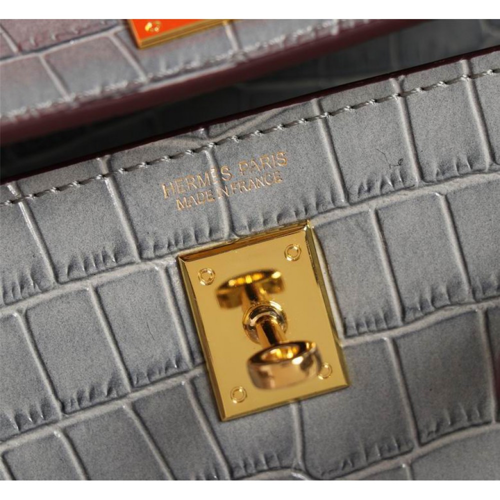 Hermes kelly bag 22cm croc effect leather Bags
