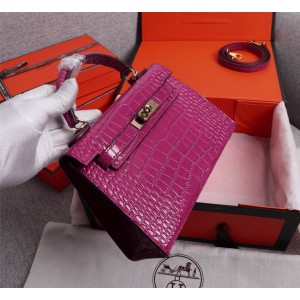 Hermes kelly bag 22cm croc effect leather Bags