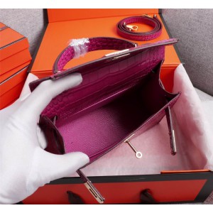 Hermes kelly bag 22cm croc effect leather Bags