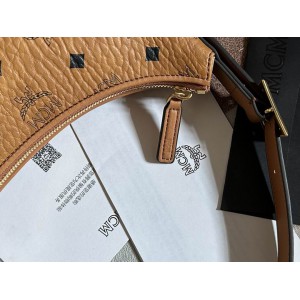 Mcm aren hobo in visetos cognac color 9.5x26x19cm Bags