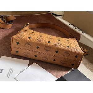 Mcm aren hobo in visetos cognac color 9.5x26x19cm Bags