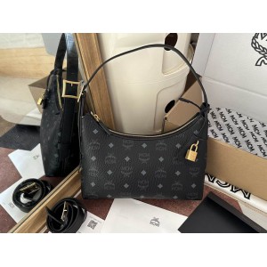 Mcm aren hobo in visetos BLACK color 9.5x26x19cm Bags