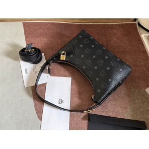 Mcm aren hobo in visetos BLACK color 9.5x26x19cm Bags