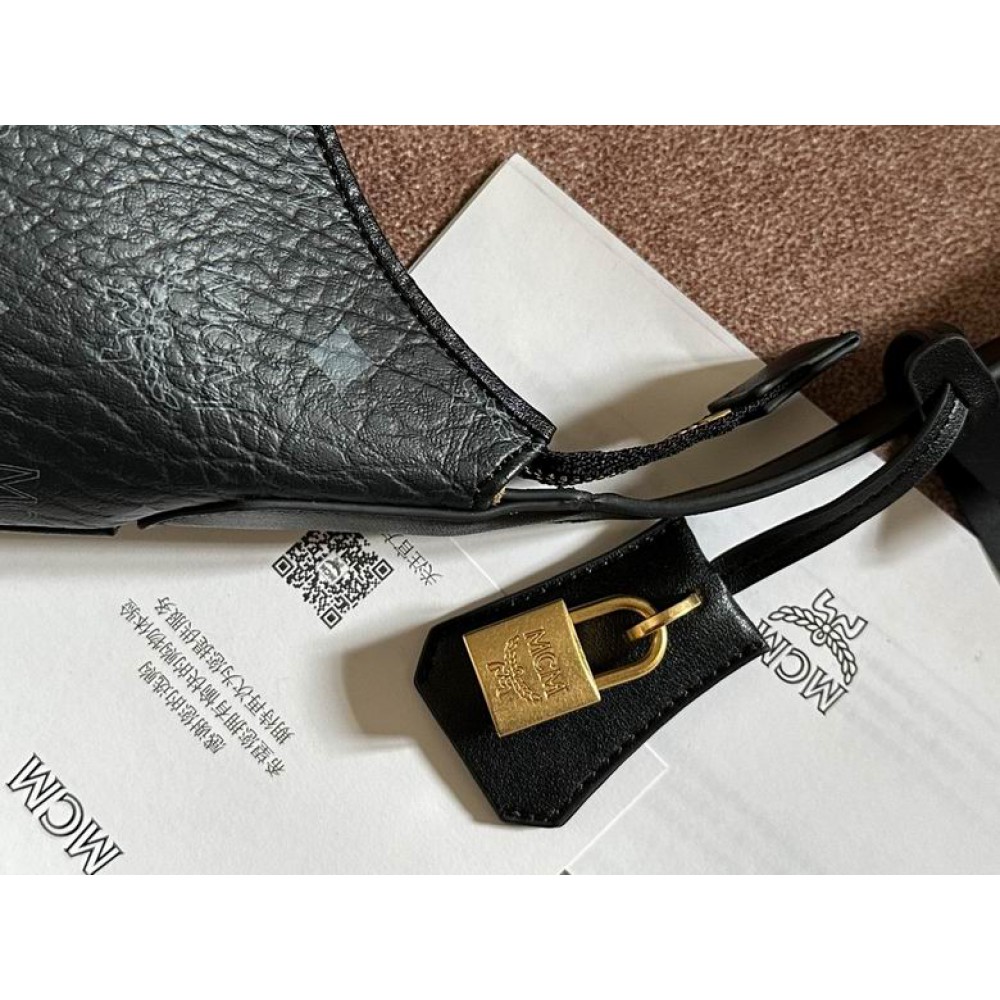 Mcm aren hobo in visetos BLACK color 9.5x26x19cm Bags