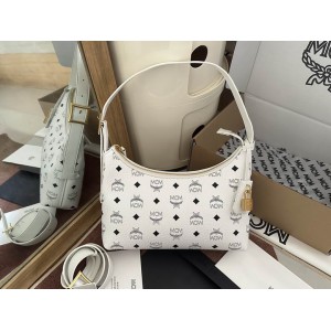 Mcm aren hobo in visetos WHITE color 9.5x26x19cm Bags