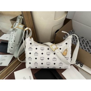 Mcm aren hobo in visetos WHITE color 9.5x26x19cm Bags