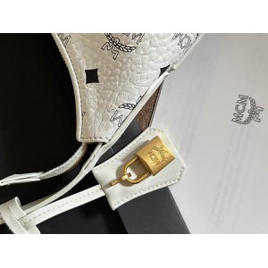 Mcm aren hobo in visetos WHITE color 9.5x26x19cm Bags