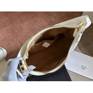 Mcm aren hobo in visetos WHITE color 9.5x26x19cm Bags
