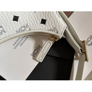 Mcm aren hobo in visetos WHITE color 9.5x26x19cm Bags
