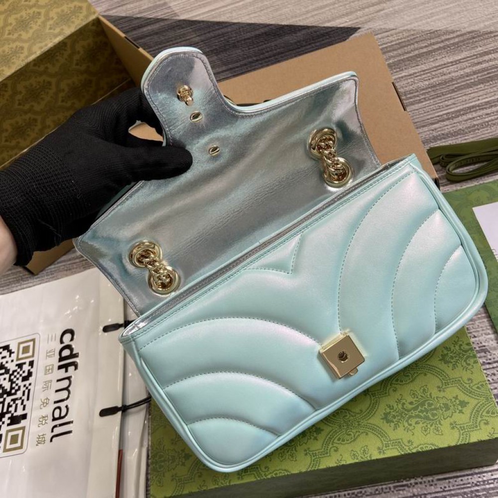 Gucci marmont 26cm iridescent blue Bags