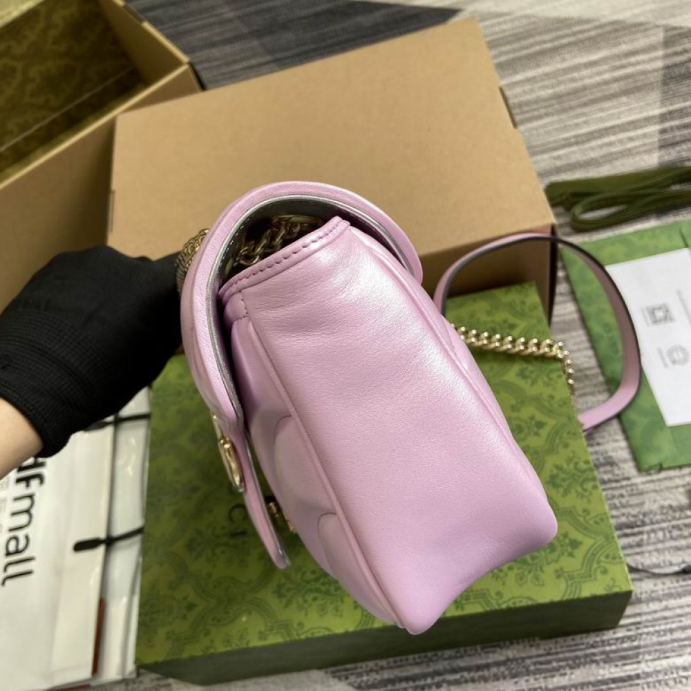 Gucci marmont 26cm iridescent pink leather Bags