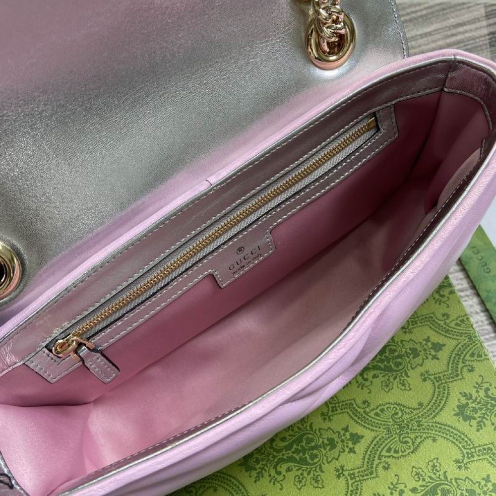 Gucci marmont 26cm iridescent pink leather Bags